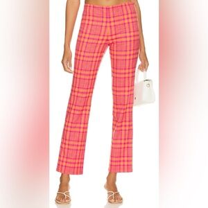 Lovers + Friends Pink & Orange Plaid Rodeo Pants Trousers NWT - Size Small